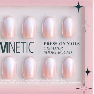 Glamnetic- TWO (2) sets press on nails new in box. "Silver Lining" and "Creamer"